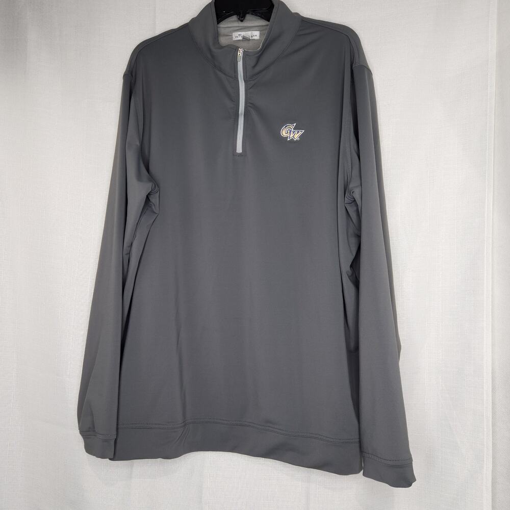 Peter Millar GW George Washington University Quarter Zip Mens Gray Light Weight